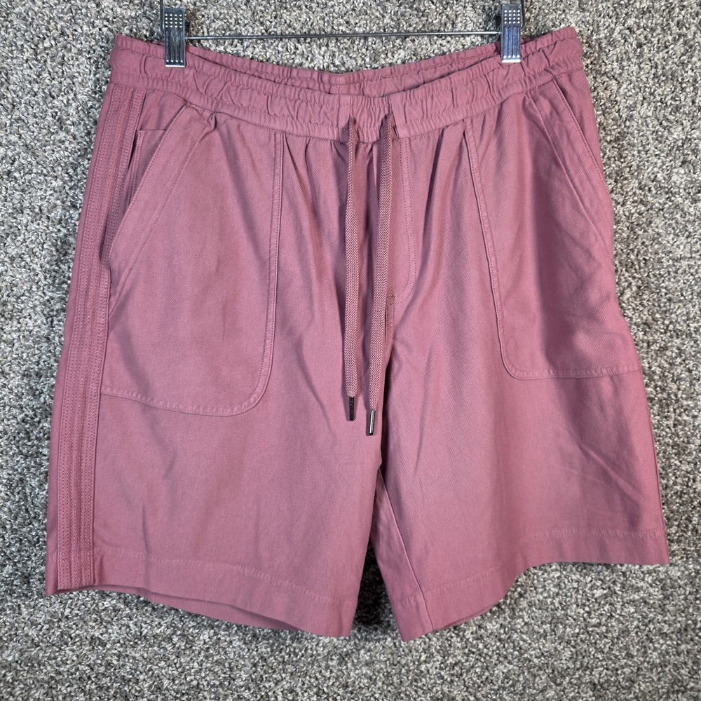 Athleta‎ Mens Pink Cotton Stretch Gym Shorts Pockets Pull On Drawstring Size L